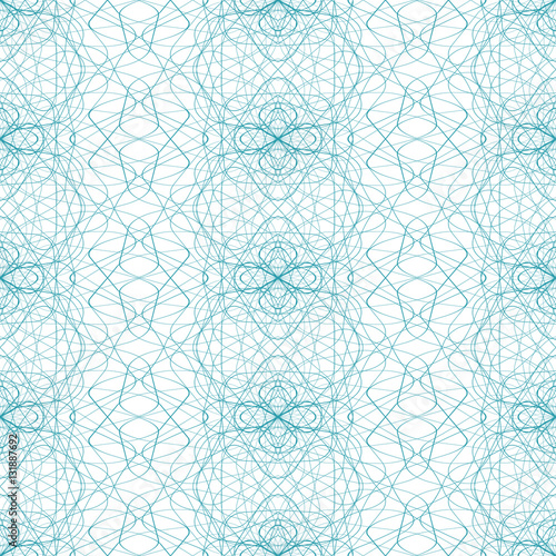 Seamless abstract guilloche ornament on white background. Elegant vector pattern illustration for invitations, banknotes, diplomas, certificates, tickets and other papers security or wrapping design 