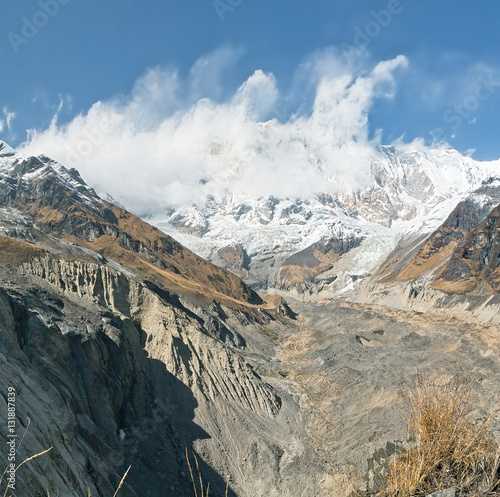 Annapurna in clouds - Nepal, Himalayas photo