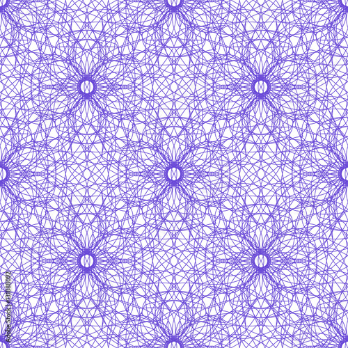 Seamless abstract guilloche ornament on white background. Elegant vector pattern illustration for invitations, banknotes, diplomas, certificates, tickets and other papers security or wrapping design 