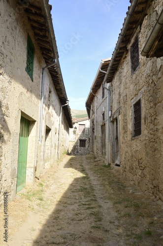 Alleway with stone houses in Candelario  Spain