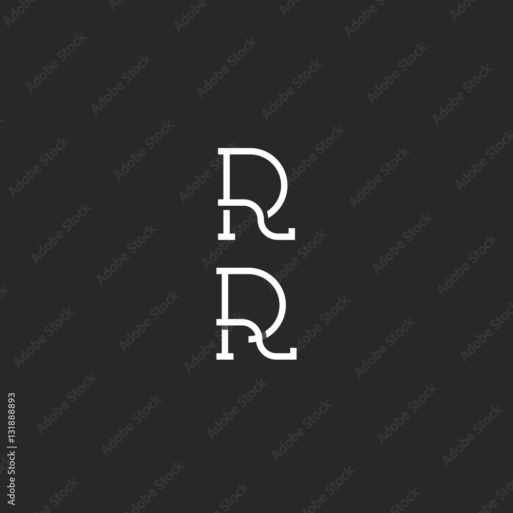 Monogram R logo black and white simple hipster mark, capital RR ...