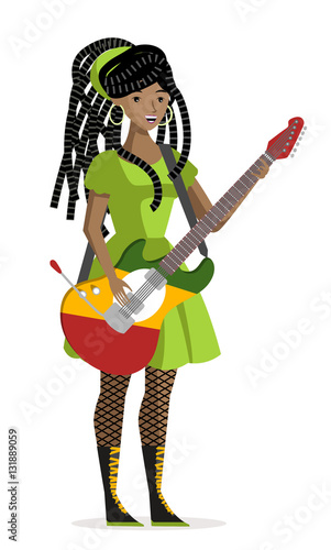 dreadlocks rasta reggae guitarist guitar african girl