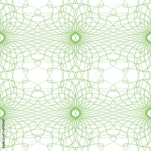 Seamless abstract guilloche ornament on white background. Elegant vector pattern illustration for invitations, banknotes, diplomas, certificates, tickets and other papers security or wrapping design 