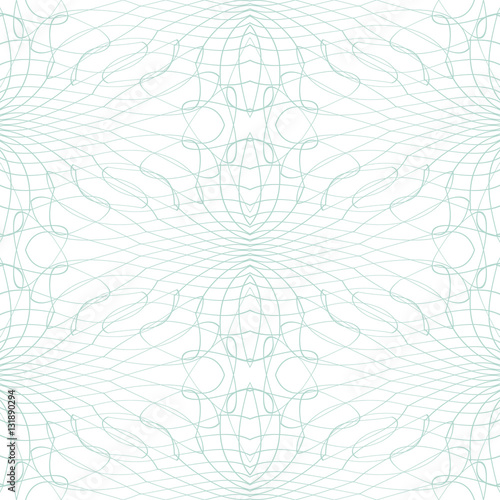 Seamless abstract guilloche ornament on white background. Elegant vector pattern illustration for invitations, banknotes, diplomas, certificates, tickets and other papers security or wrapping design 
