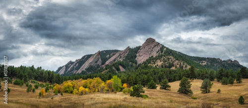 Flatiron Mountains in Boulder Colorado  photo