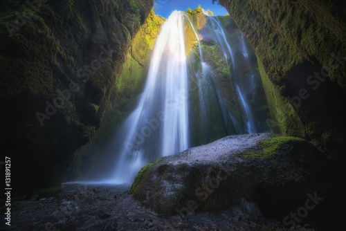 Gljufrabui Waterfall in a cave 