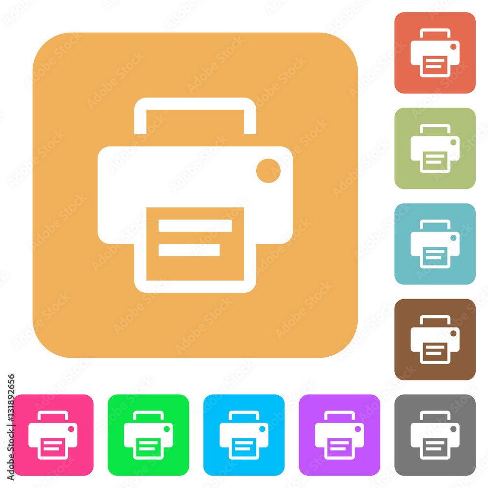 Printer rounded square flat icons Printer rounded square flat icons