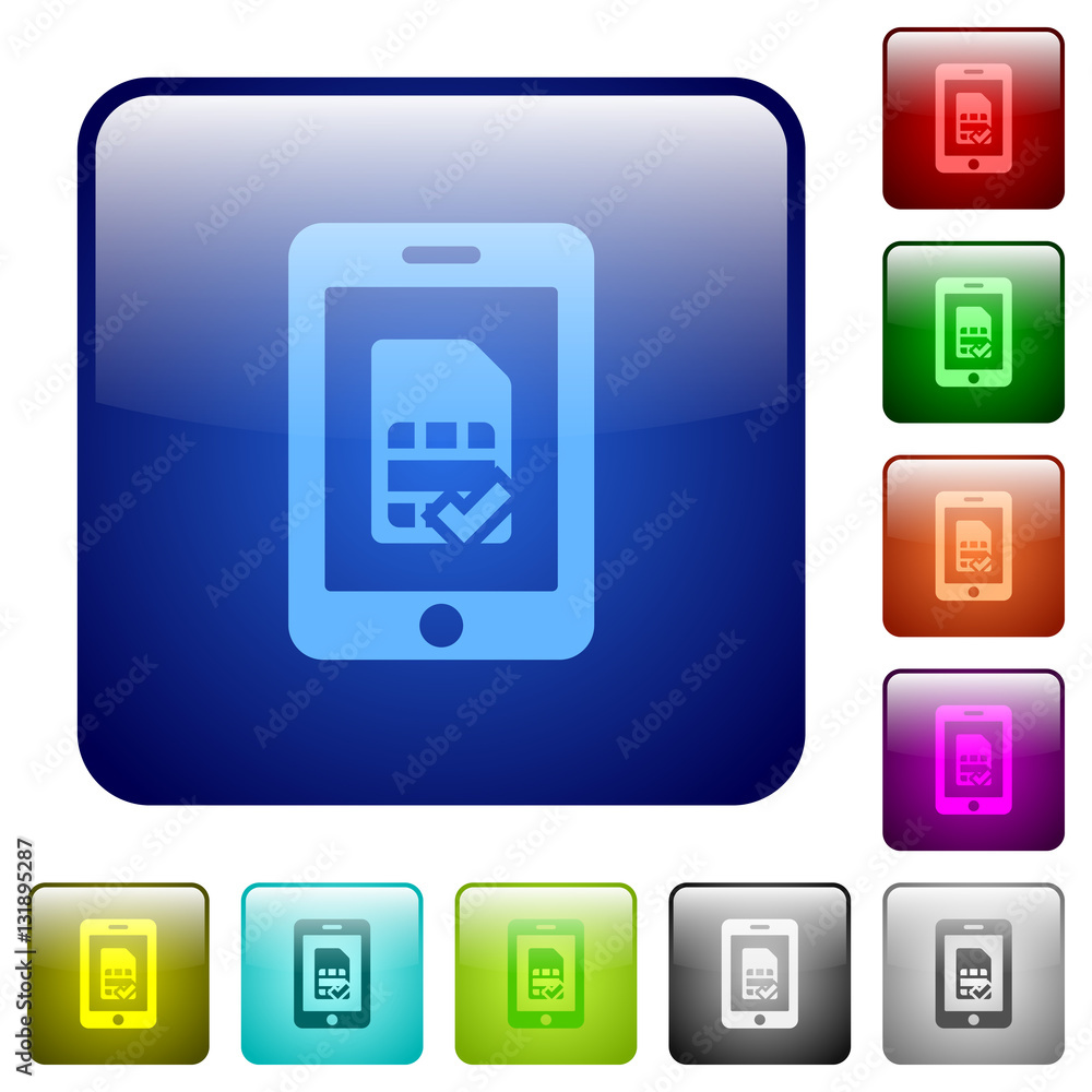 Mobile simcard verified color square buttons Mobile simcard verified color square buttons