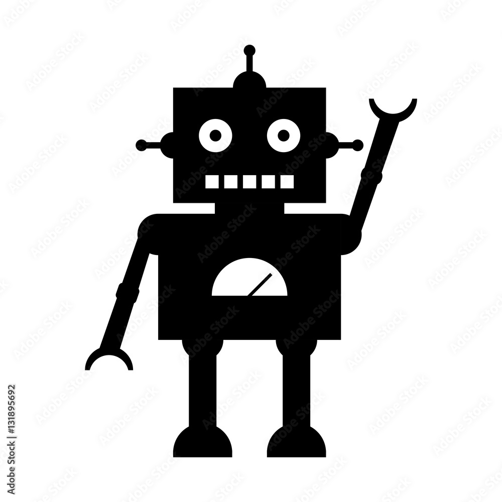 Silhouette of a toy robot on a white background Silhouette of a toy robot on a white background