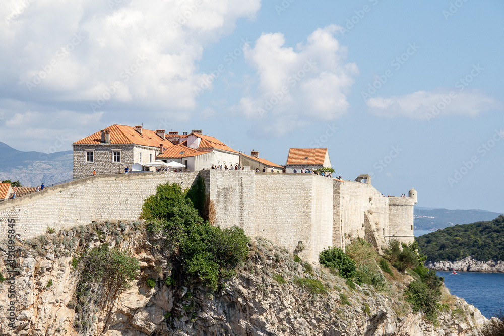 The old city of Dubrovnik in Croatia surrounded by the medieval wall
