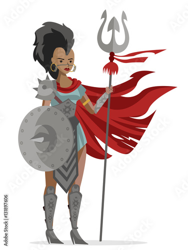 african mohawk trident amazon woman gladiator