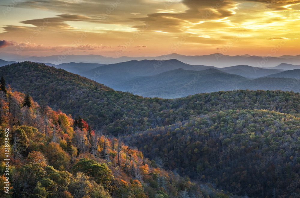 Blue Ridge Mountains, autumn scenic, North Carolina