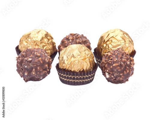 Italian chocolate balls isolated on white background