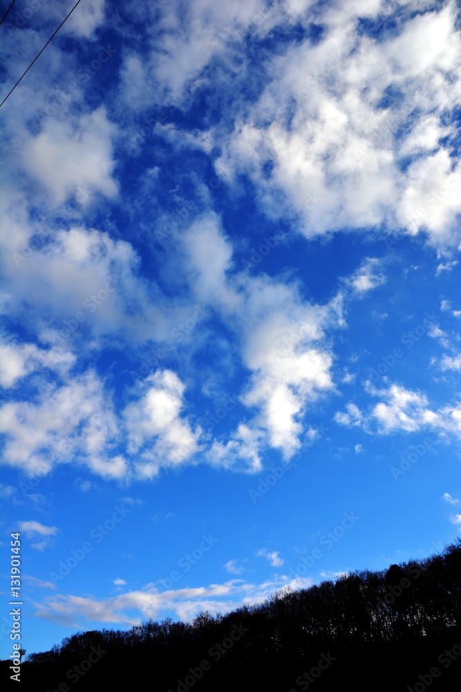 冬の青空と白い雲/神奈川県大磯町