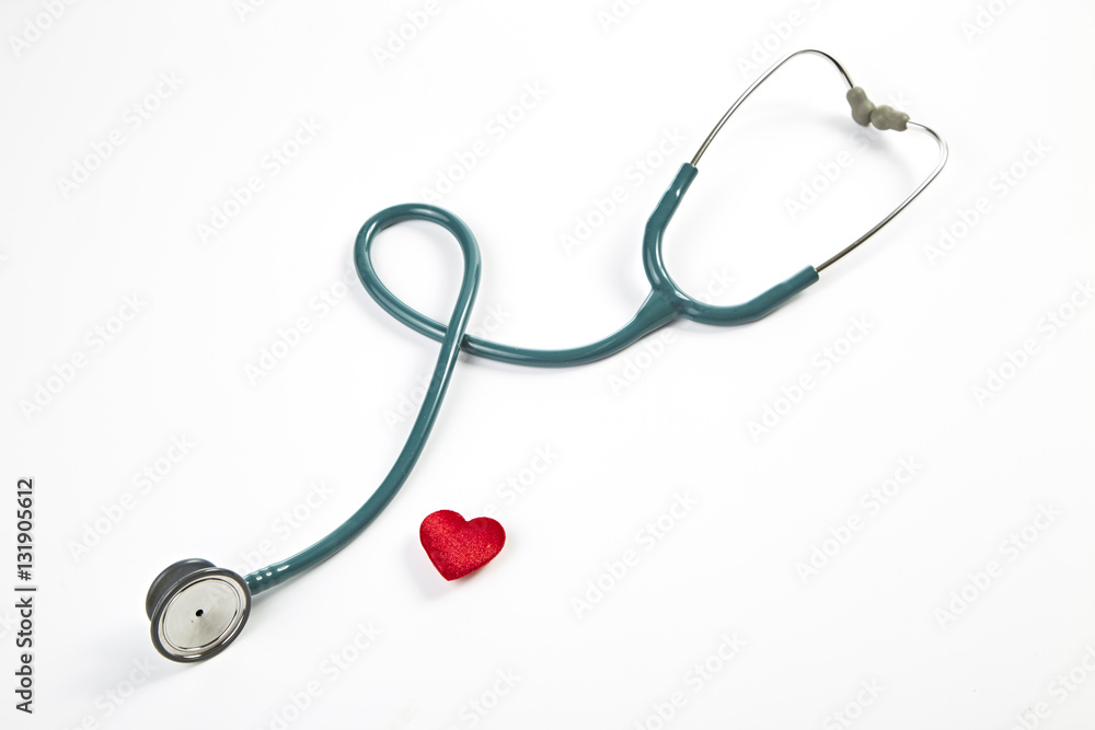 Red heart and stethoscope isolated on white background Red heart and stethoscope isolated on white background