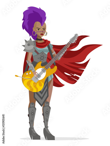 heavy metal glam girl with guitar