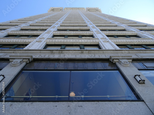Looking up at the big beautiful view of Smith Tower building