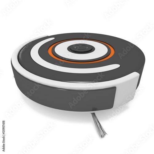 Robot vacuum cleaner. 3d render isolated on white. Smart cleaning technology concept