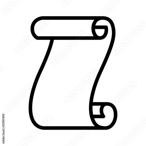 Old unrolled parchment paper certificate line art icon for games and websites 