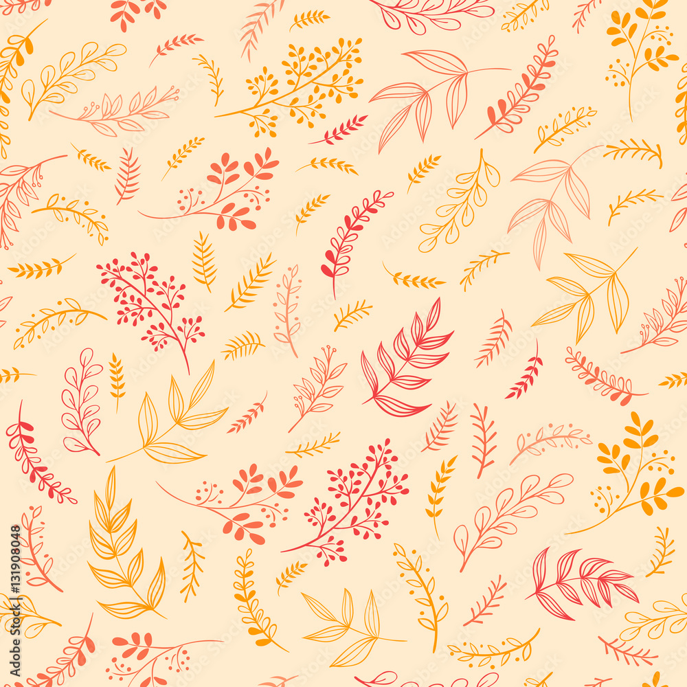 vector doodle floral branches seamless pattern vector doodle floral branches seamless pattern