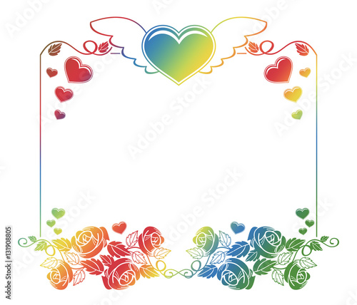 Valentine label with roses and hearts.