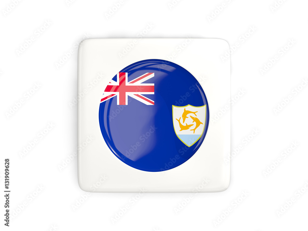 Square button with round flag of anguilla Square button with round flag of anguilla