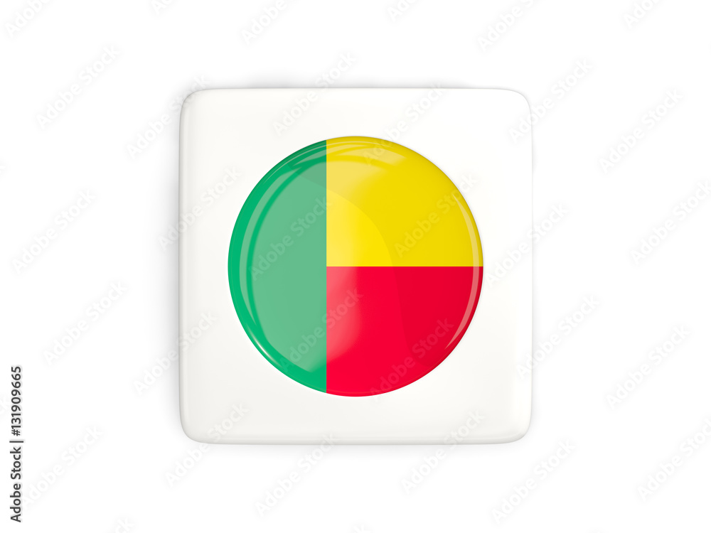 Fototapeta premium Square button with round flag of benin