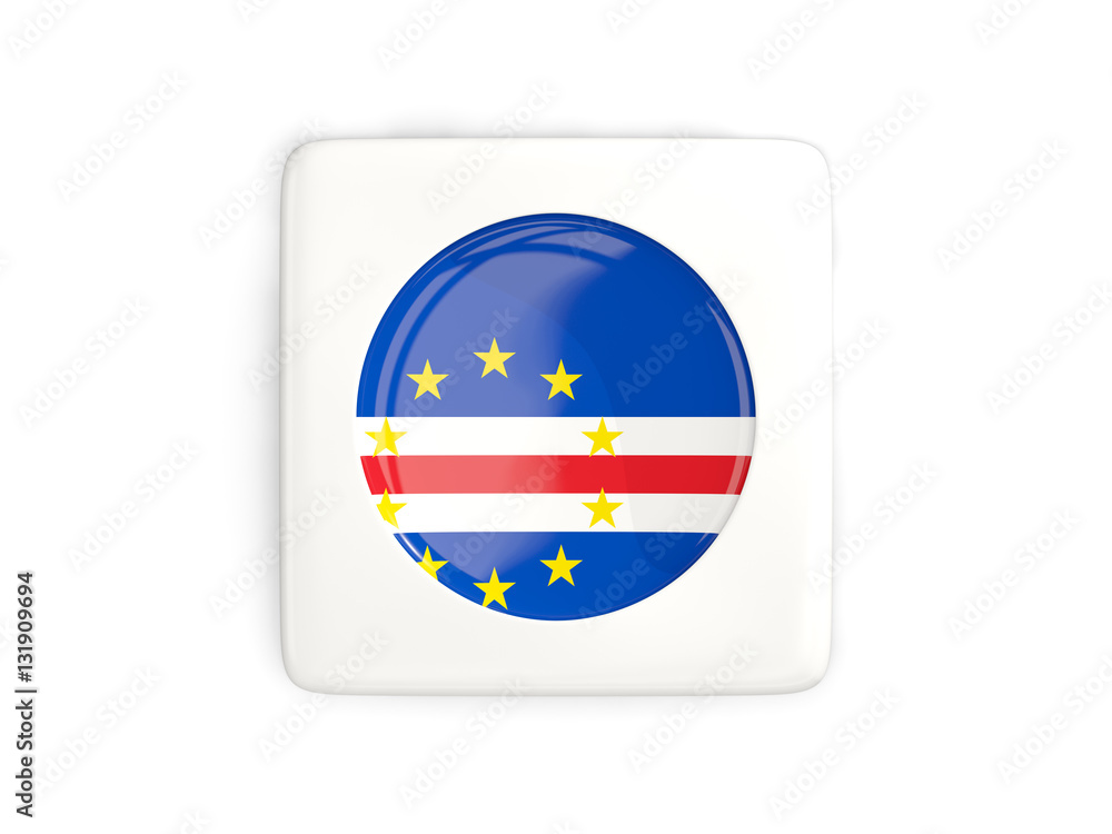 Square button with round flag of cape verde Square button with round flag of cape verde