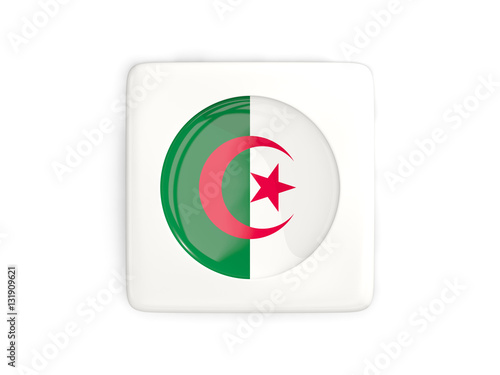 Free Download Square button with round flag of algeria - GFXLoad
