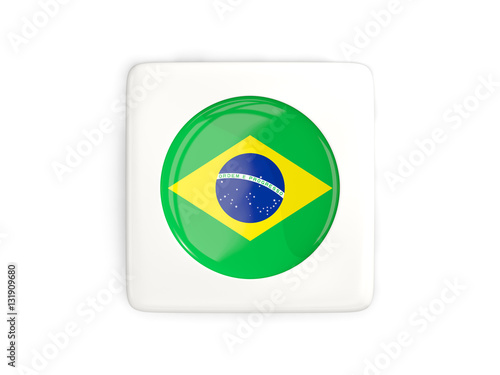 Free Download Square button with round flag of brazil - GFXLoad