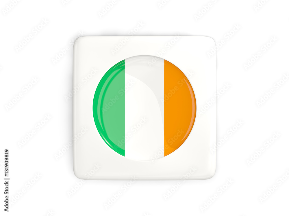 Square button with round flag of ireland Square button with round flag of ireland