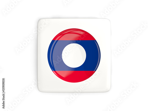 Square button with round flag of laos