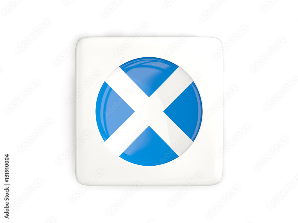 Square button with round flag of scotland Square button with round flag of scotland