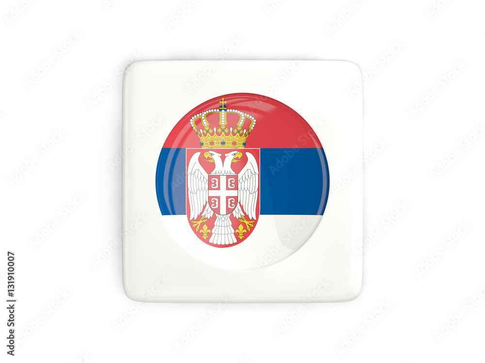 Square button with round flag of serbia