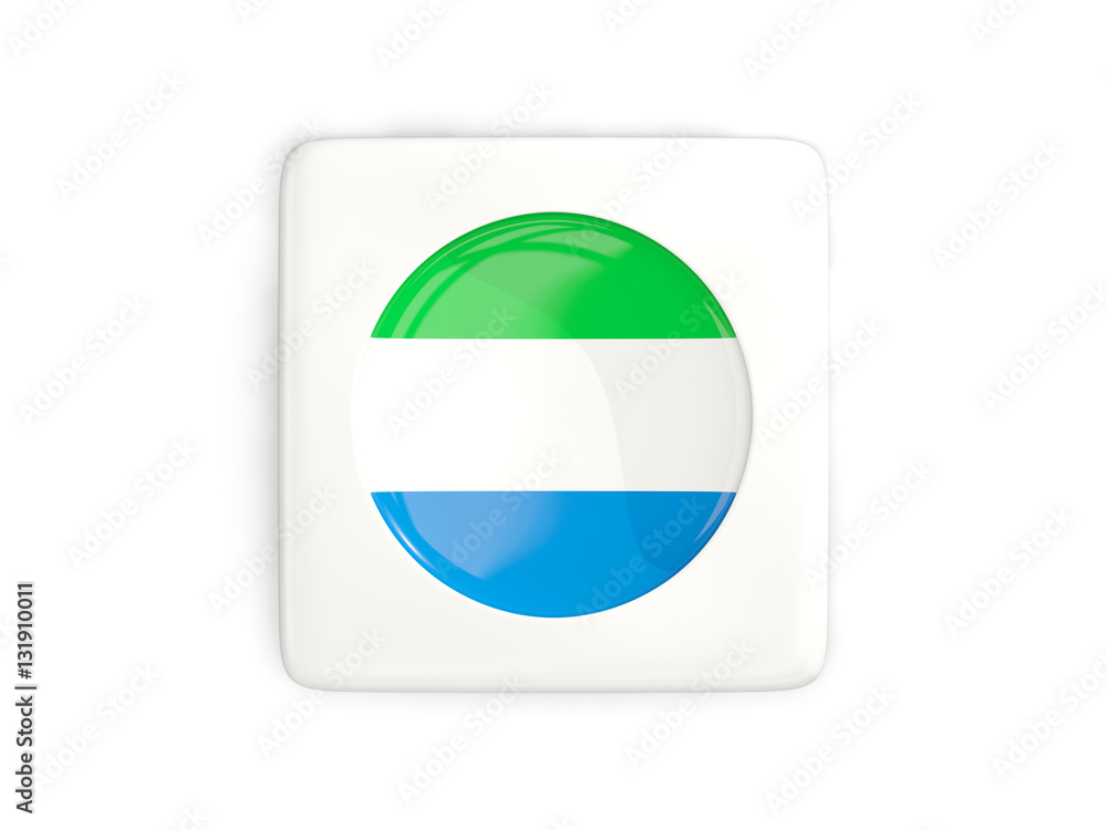 Square button with round flag of sierra leone Square button with round flag of sierra leone