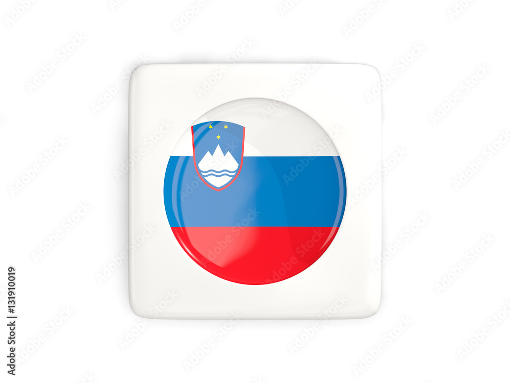 Square button with round flag of slovenia Square button with round flag of slovenia