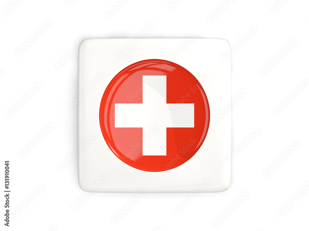 Obraz premium Square button with round flag of switzerland