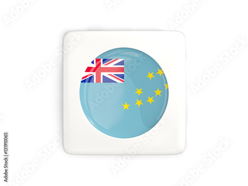 Square button with round flag of tuvalu
