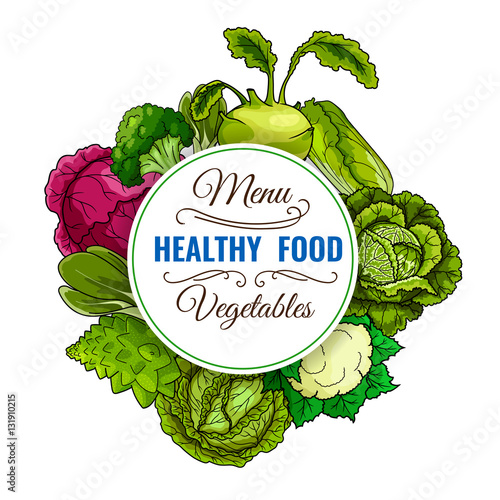 Healthy vegetable food cabbages poster