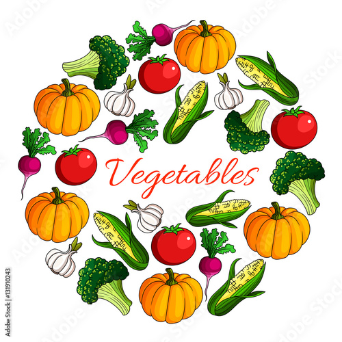 Vegetables harvest poster of vegetarian veggies