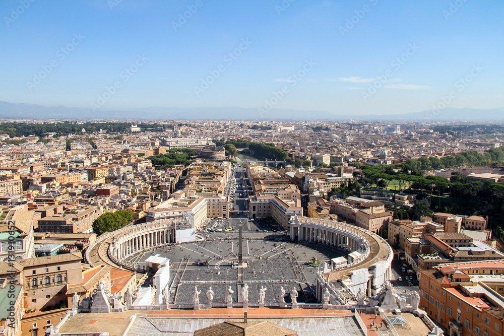 Views of Rome and Vatican from the top of San Pietro Church