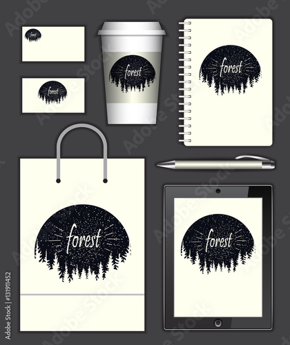 forest. Corporate identity template set. Business stationery moc