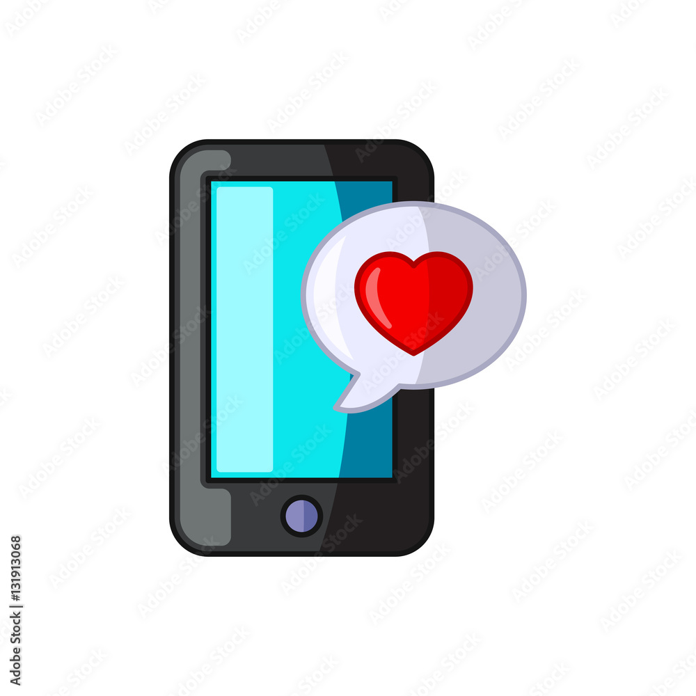 phone with heart icon illustration phone with heart icon illustration