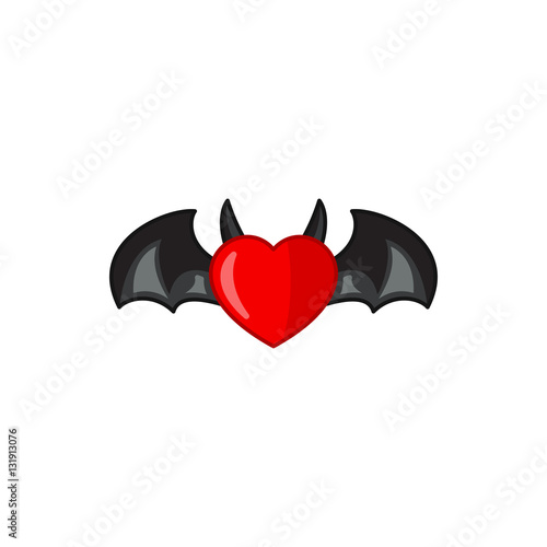 devil heart with wings icon illustration