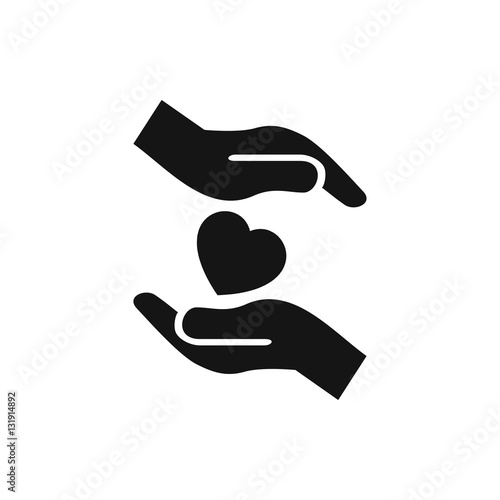 hands holding heart icon illustration