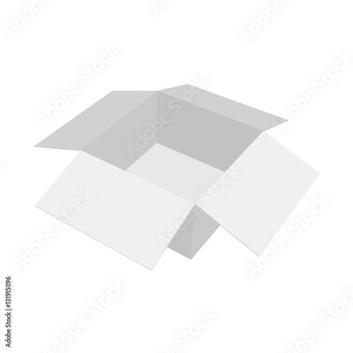 Realistic white open box.  3D vector illustration on white background.