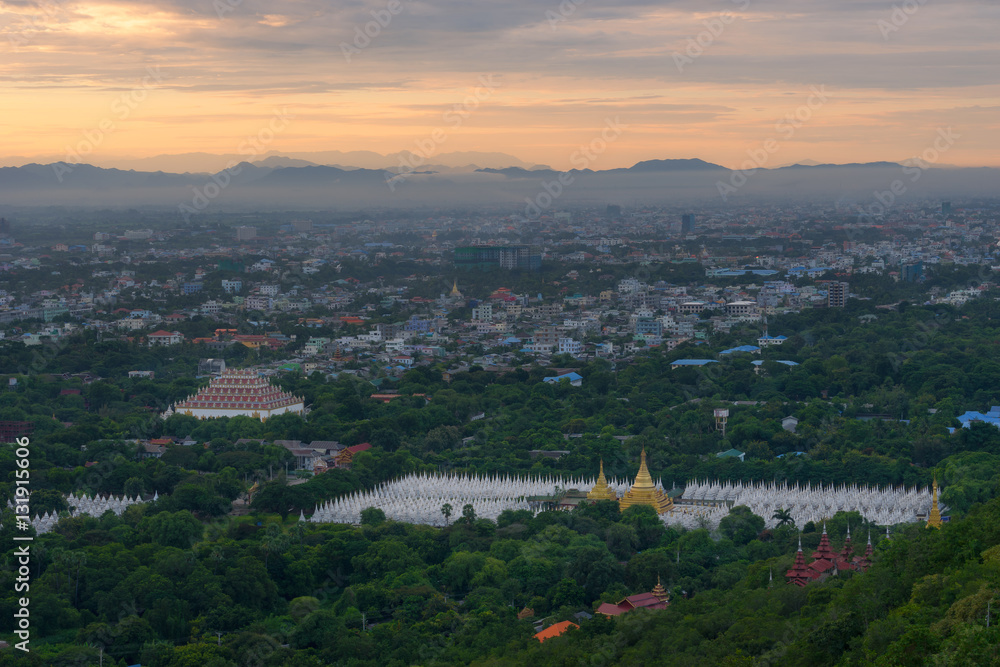 Top view of Mandalay city from Mandalay hill, Myanmar