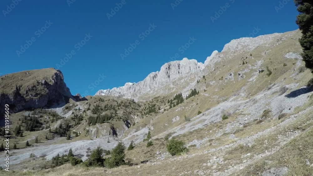 Presolana is a mountain range of the Bergamo Prealps. Orobie landscape in winter dry season without snow. Italian Alps. Presolana is a mountain range of the Bergamo Prealps. Orobie landscape in winter dry season without snow. Italian Alps.