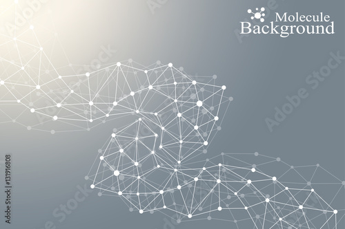 Modern Structure Molecule DNA. Atom. Molecule and communication background for medicine, science, technology, chemistry. Medical scientific backdrop.