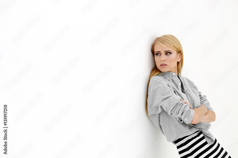 Pretty young blonde woman isolated on white Pretty young blonde woman isolated on white